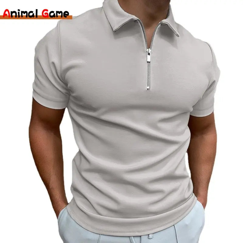 Summer Men's Solid Color Polo Shirt Short Sleeve Turn-Down Collar Zipper Tshirts &for Men Casual Streetwear New Male Tops Summer Men's Solid Color Polo Shirt Short Sleeve Turn-Down Collar Zipper Tshirts &for Men Casual Streetwear New Male Tops